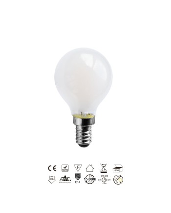 BOMBILLA LED * E14 OPAL ESFERICA – 6.5W - 4000K - 800 Lm - 360º